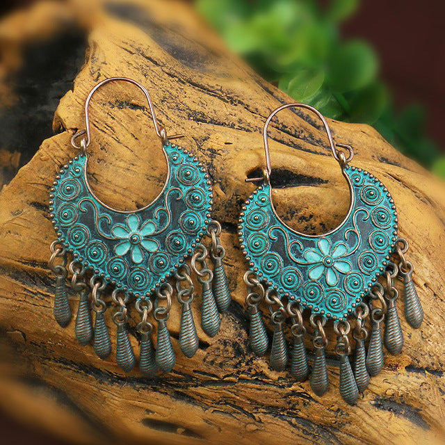 Aretes Mandala Vintage Azul