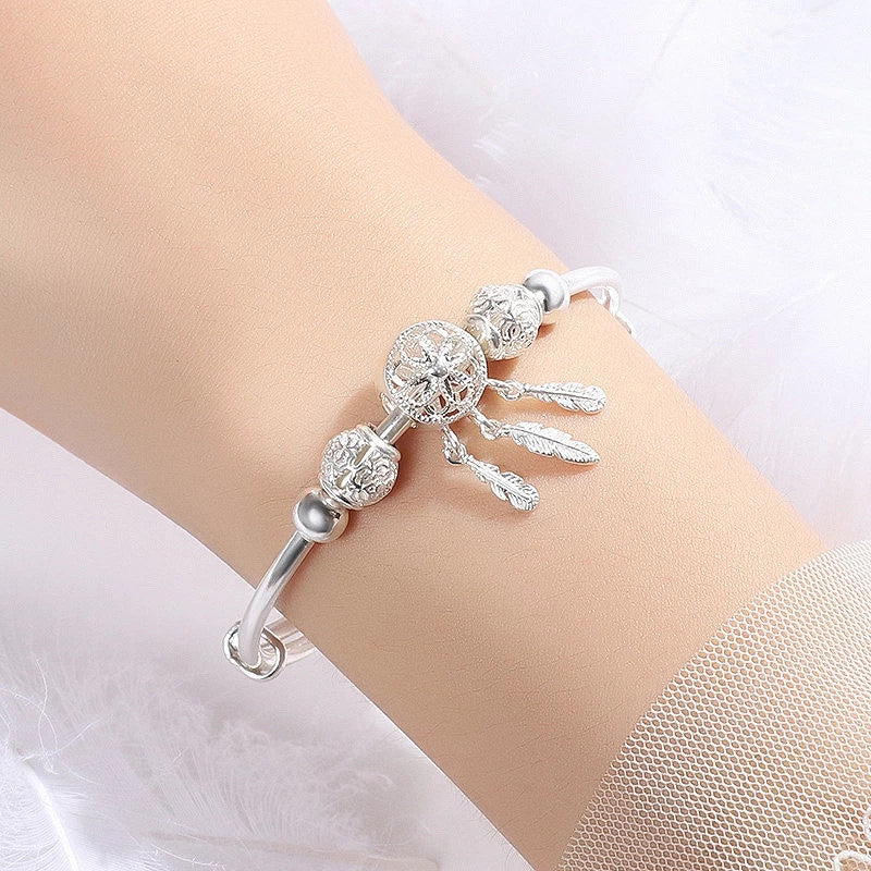 Brazalete Ajustable AtrapaSueños en Plata 925