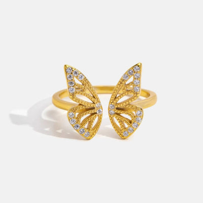 Anillo Ajustable de Mariposa con Circonitas en Oro