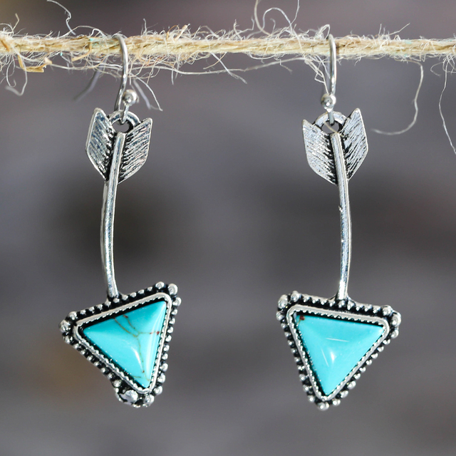 Aretes Vintage  de Flecha Azul en Plata