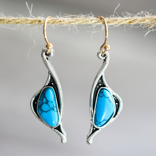 Aretes Vintage de Piedras Azules en Plata