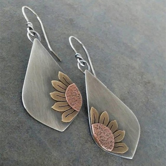 Aretes Vintage de Girasol en Plata