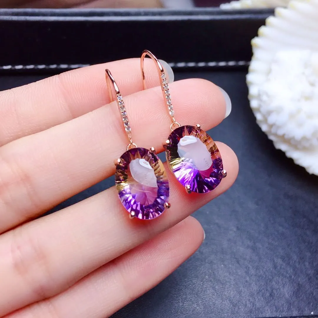 Aretes Cristal Morado Elegante