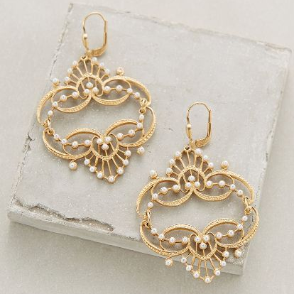 Aretes de Mandala con Perlas Vintage Dorados