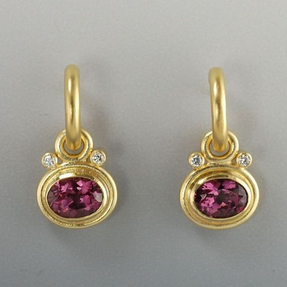 Aretes con Cristal Granate Dorados