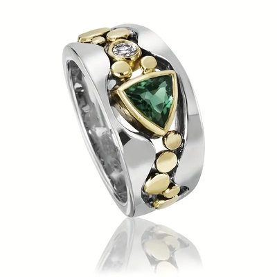 Anillo Vintage Cristal Verde