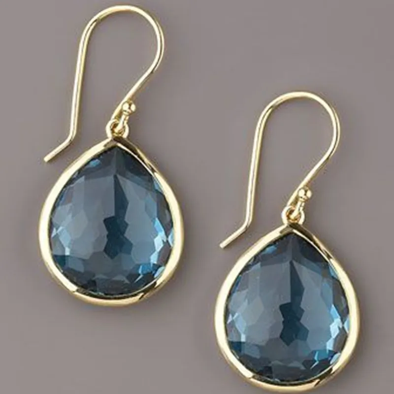 Aretes Gota de Cristal Azul Vintage