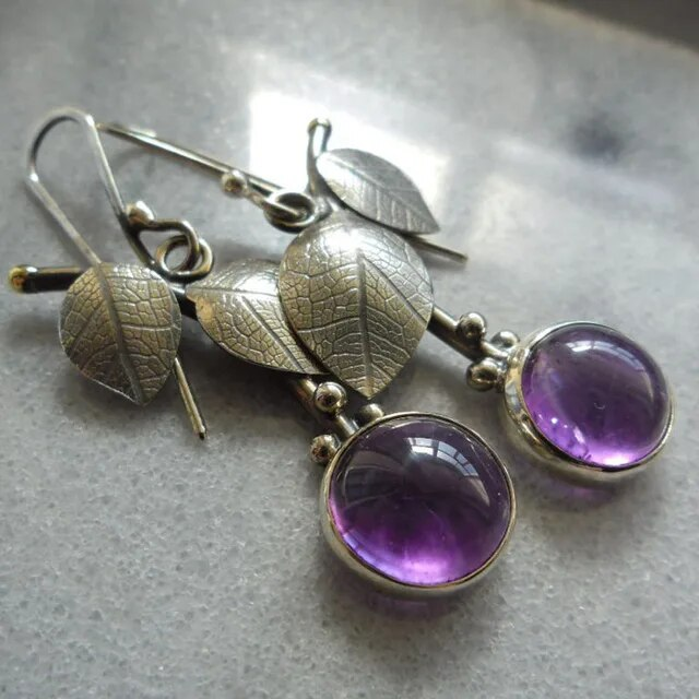 Aretes Cristal Violeta Vintage