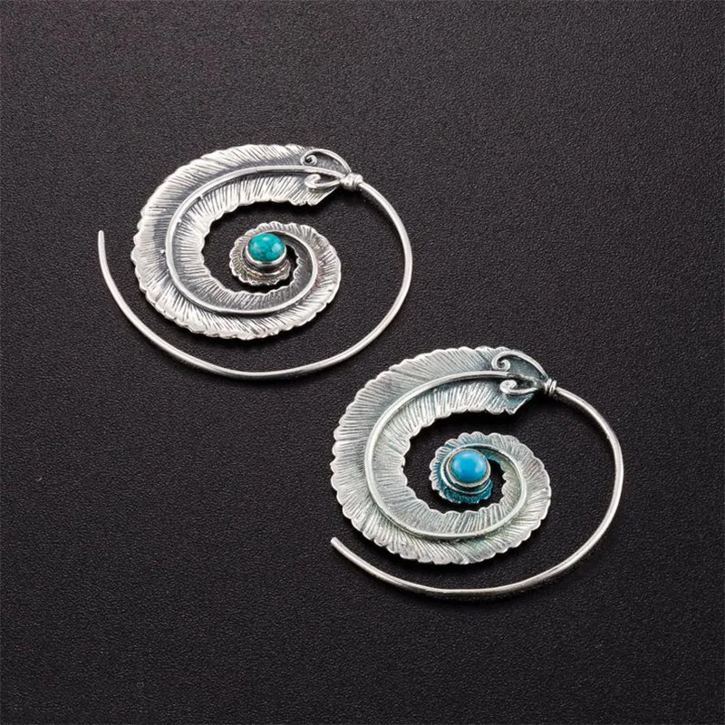 Aretes Pluma Espiral Vintage