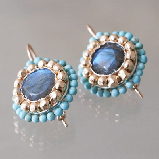 Aretes con Piedras Azules Incrustadas Vintage