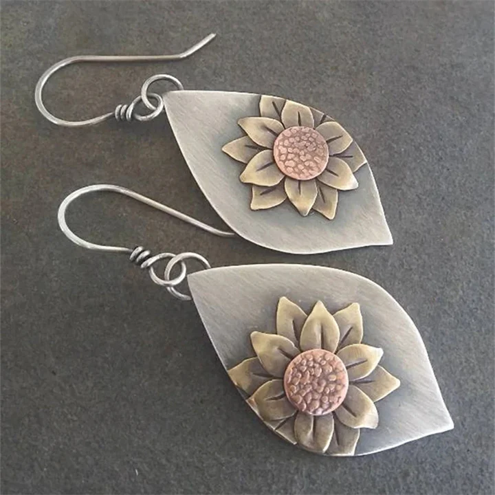 Aretes Girasol Vintage en Plata