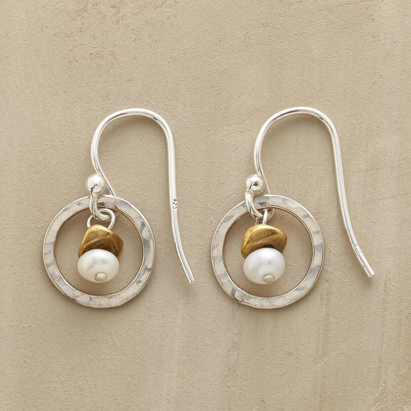 Aretes Circulares con Perlas en Plata Vintage