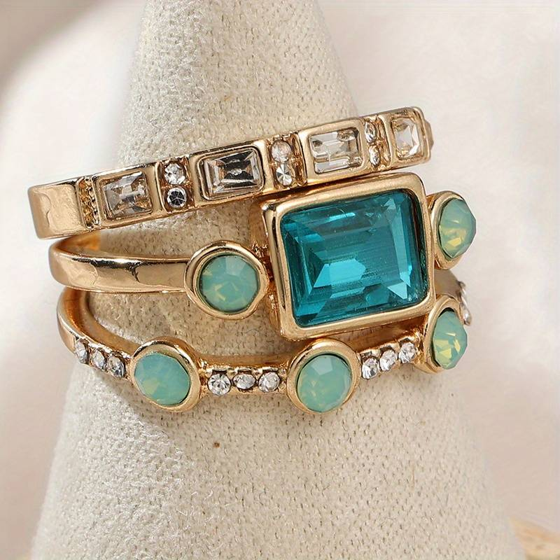 Anillo Vintage de Cristal Azul