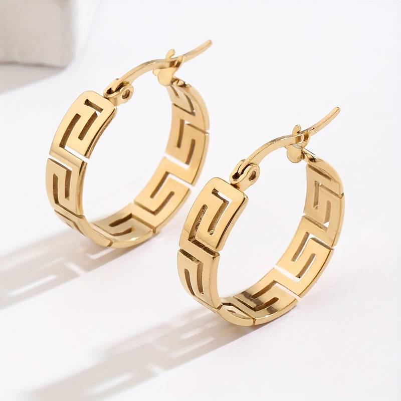 Aretes Huecos Dorados Vintage