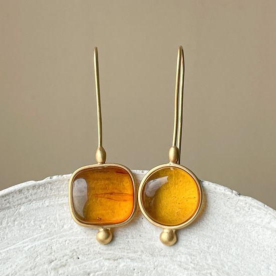 Aretes Cristal Naranja Vintage