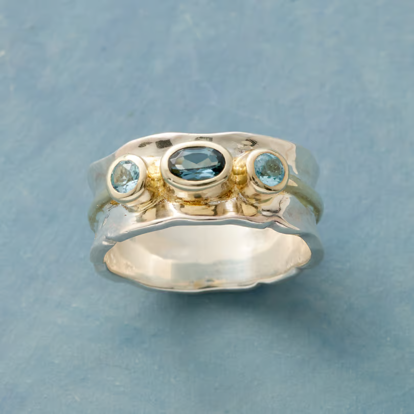 Anillo Azul con Cristales Vintage