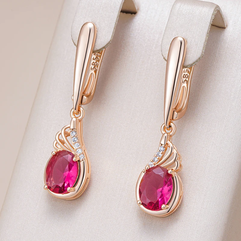 Aretes Gota de Cristal Rosada Elegante