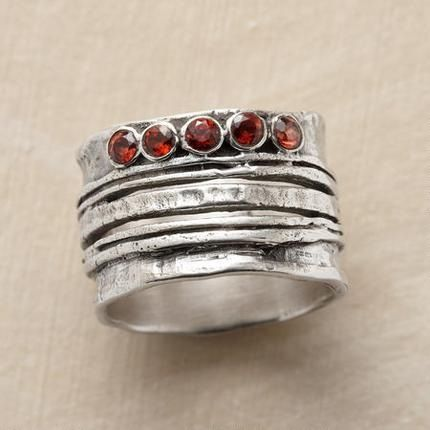 Anillo Plata y Cristal Rojo Vintage