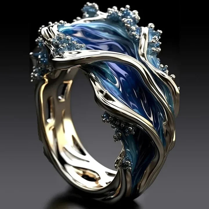 Anillo Ola Oceánica Vintage