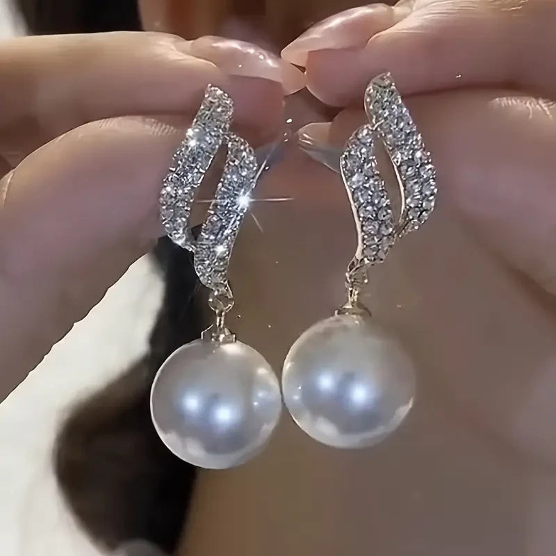 Aretes con Perlas y Brillantes Vintage