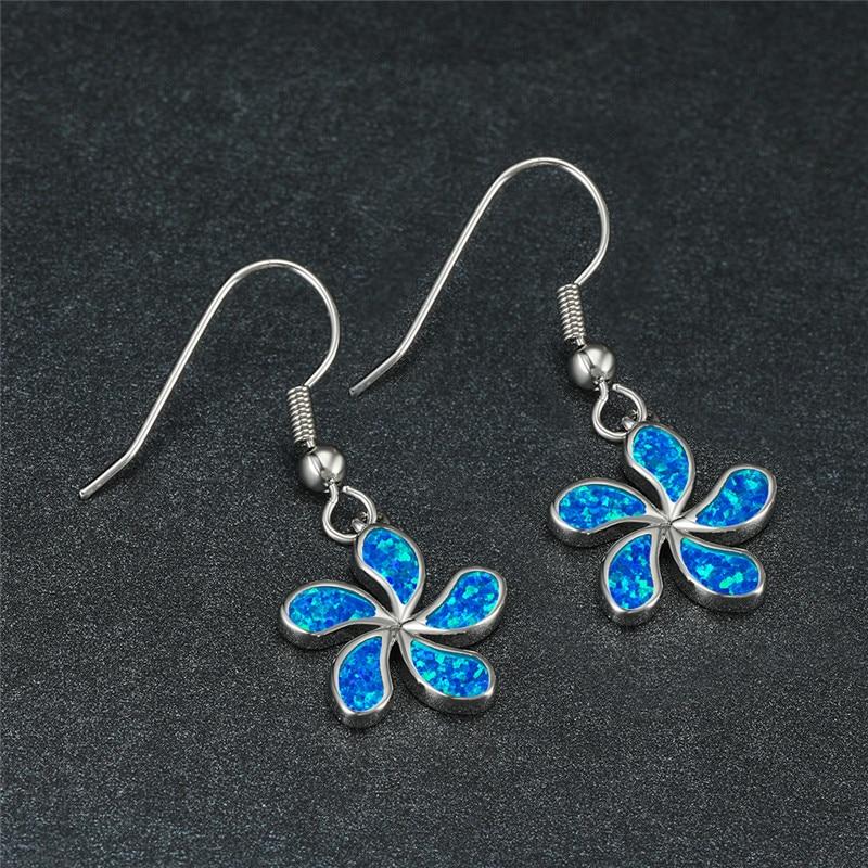 Aretes Flor Loretto en Ópalo Azul y Plata