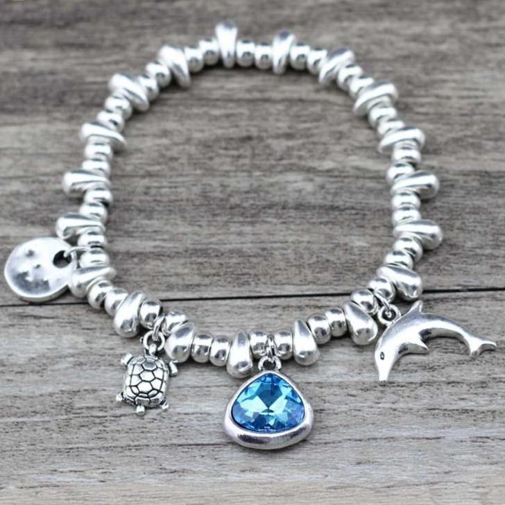 Pulsera Ibiza con Piezas Incluidas en Plata y Circonita Azul