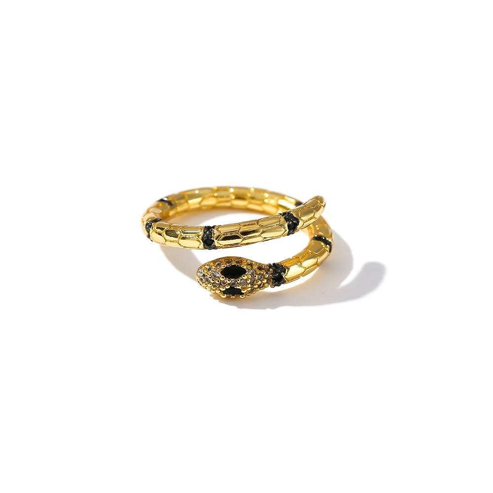 Anillo de Serpiente en Oro y Plata Ajustable