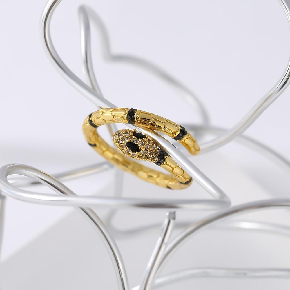 Anillo de Serpiente en Oro y Plata Ajustable