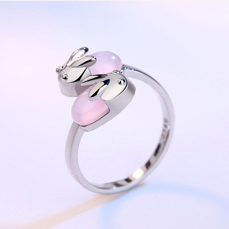 Anillo Conejo en Plata y Circonitas Rosa