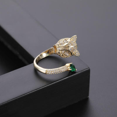 Anillo Leopardo Ajustable con Acabado Completo en Circonitas