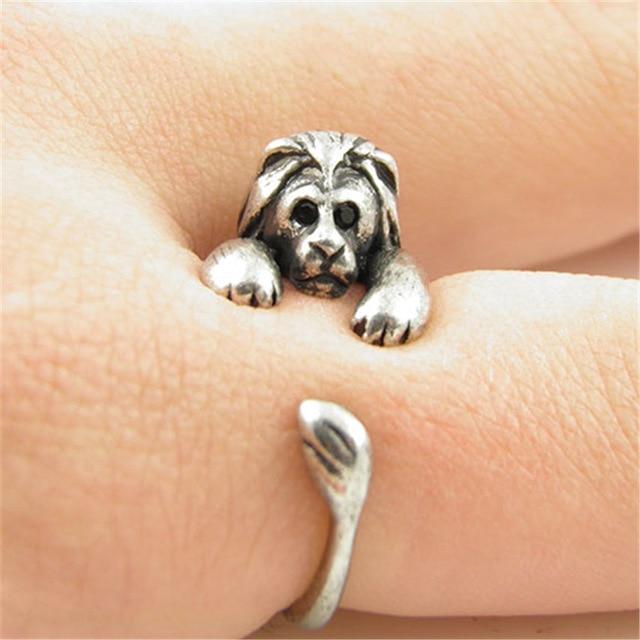 Anillo León Ajustable en Plata Envejecida