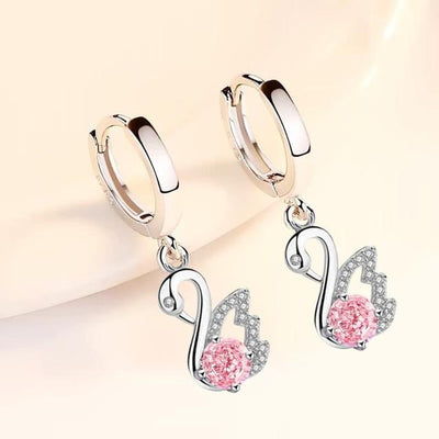 Aretes Cisne en Plata y Circonitas