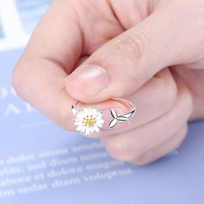 Anillo Ajustable de Girasol en Plata